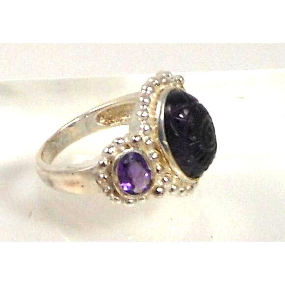 Handcrafted Sterling Silver Ring Vintage Purple Amethyst Chalcedony Size 8  OOAK - Picture 2 of 9